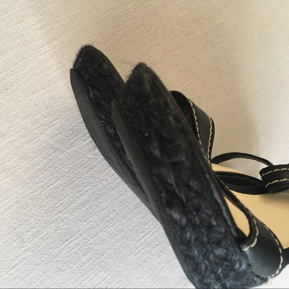 Via Spiga Espadrille Wedge Leather Sandals Black - Picture 10 of 12
